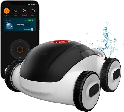 Cordless Robotic Pool Cleaner, Automatic Pool Vacuum with App, Lasts up to 240 Mins, Ultra-fine Dual Filter Ideal for Above/In-Ground Pools up to 1,076 Sq.ft - VacSphere